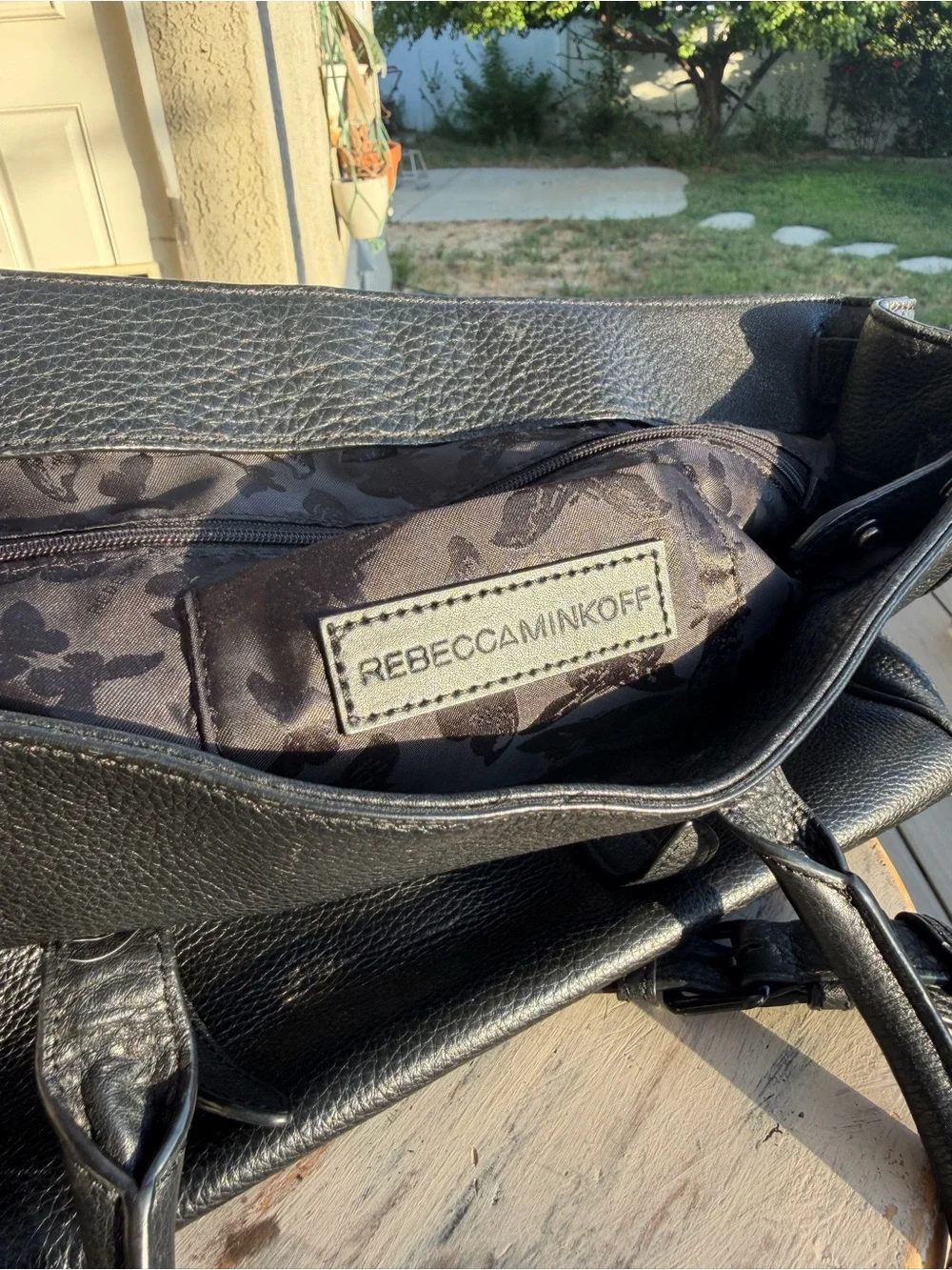 Rebecca Minkoff Black Pebbled Leather Satchel with Top Handles